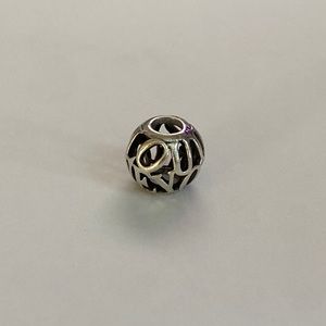 Preowned authentic Pandora charm I LOVE YOU silver openworks 925 ALE
